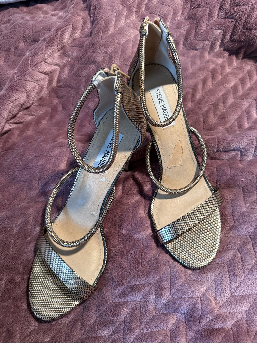Steve Madden Rose Gold Strappy High Heel Sandals 10
